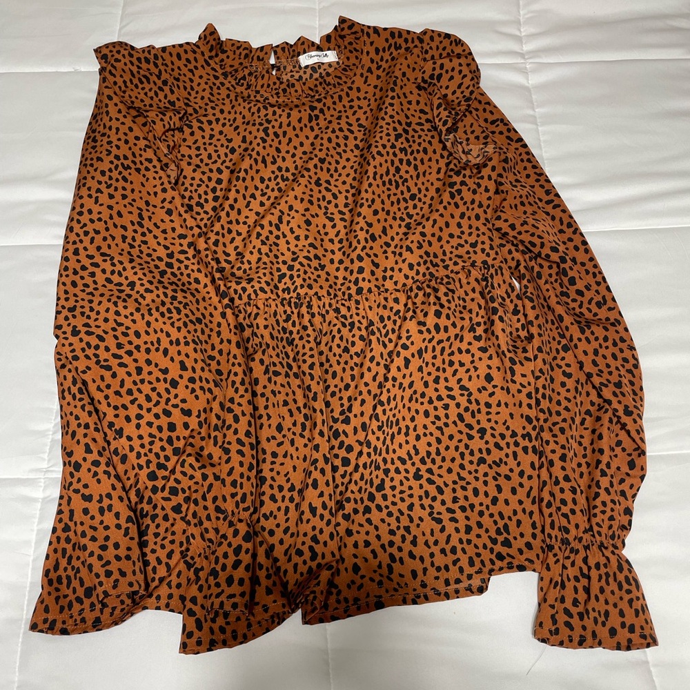 Orange and Black Polka Dot Blouse